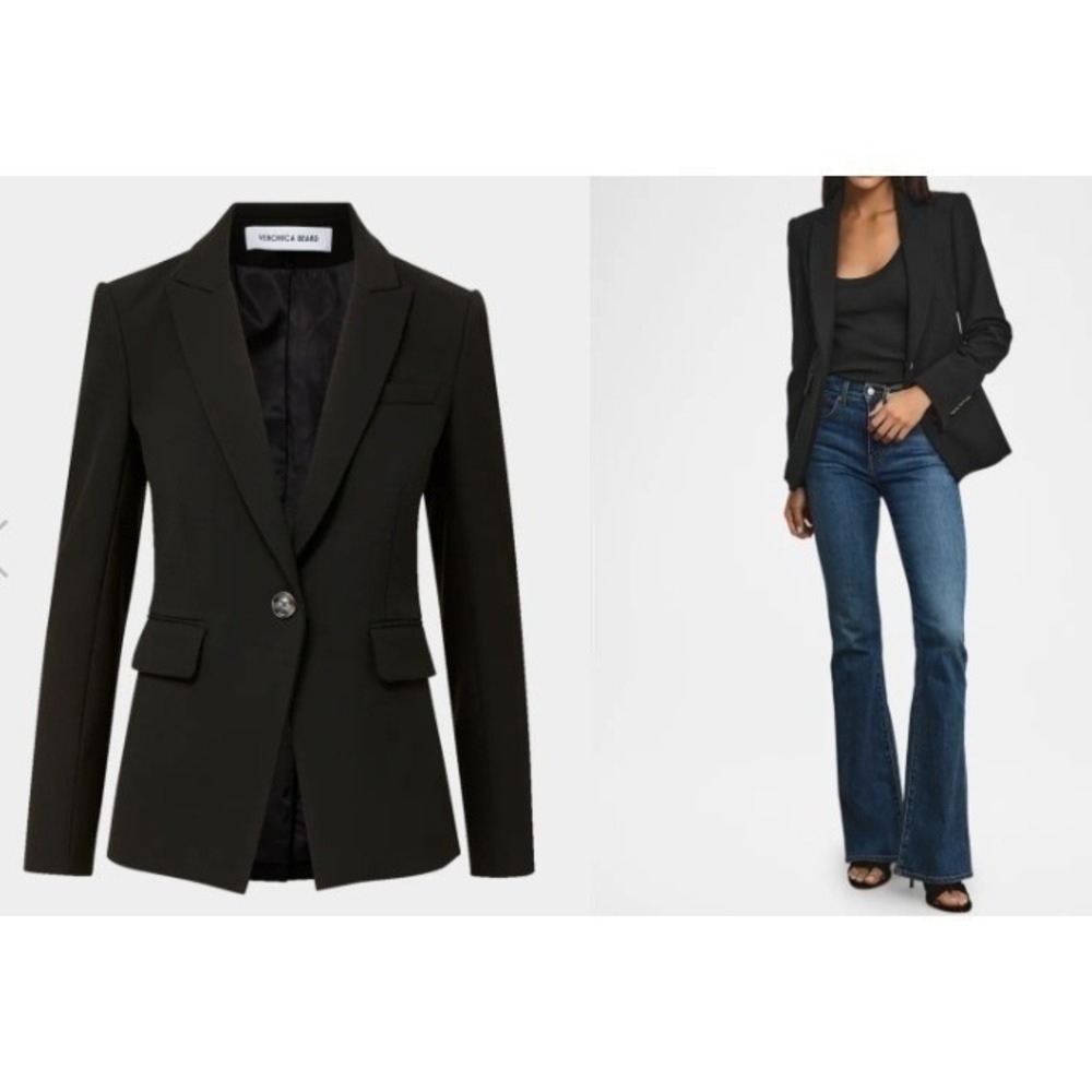 Veronica Beard Black Wool Single Button Classic Dickey Jacket Blazer Size 4 - Picture 3 of 12